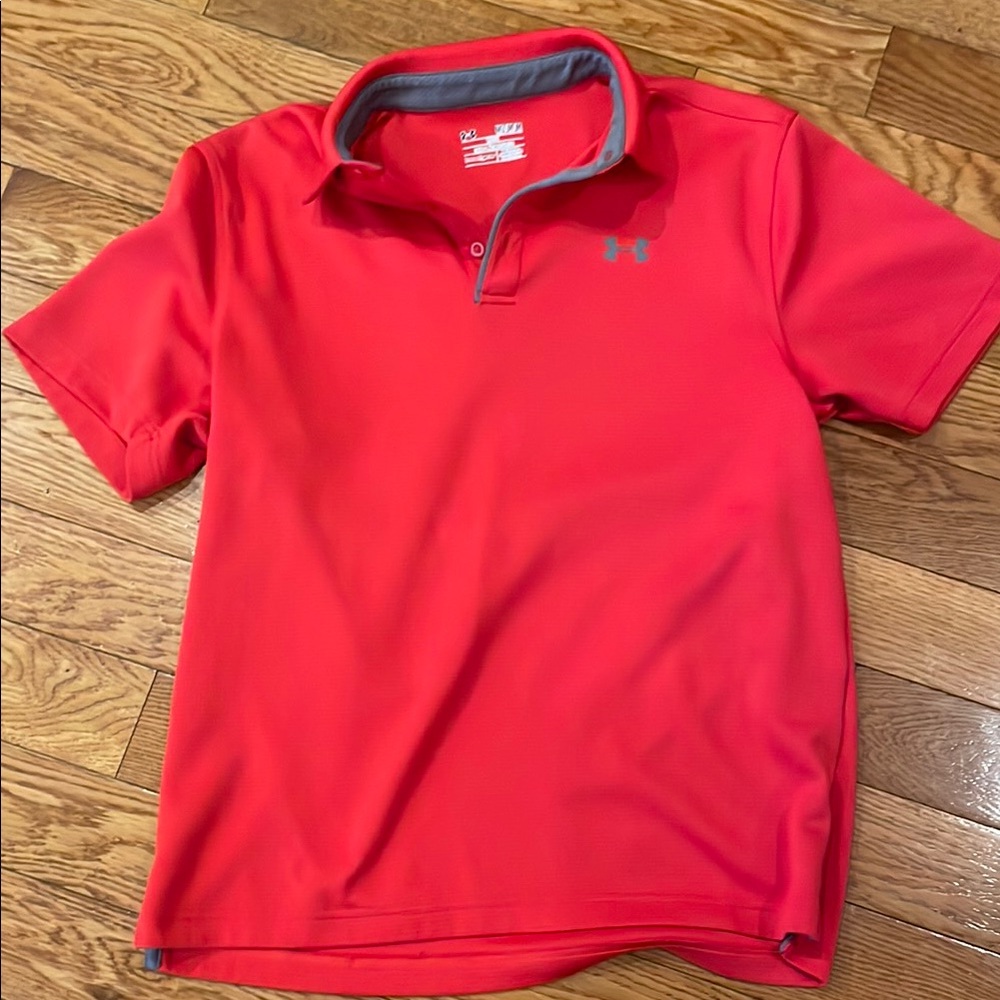 Under Armour Red Polo Shirt Moisture-Wicking Athletic Top
